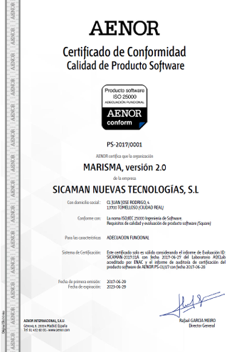 Certificado Adecuación Funcional SICAMAN-NT