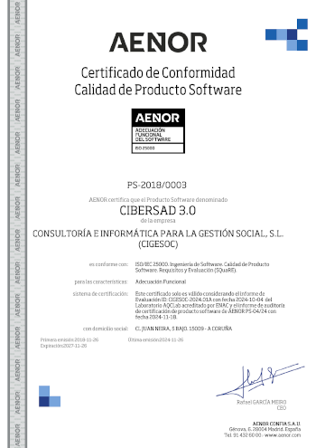 Functional Suitability Certificate CIBERSAD 3.0